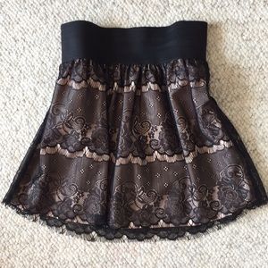 Cute Black Lace Skirt with  Elastic Band Waist.